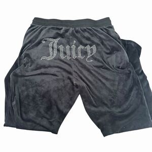 Juicy Couture Velour Lounge Pants Rhinestone Logo Y2K Black L